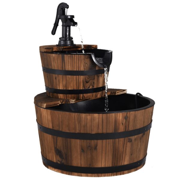 Wooden Water Pump Fountain with Water Speed Adjustment for Garden