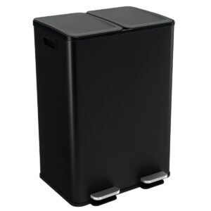 Trash Can with 2 Deodorizer Compartments and Soft Close Lids-Black