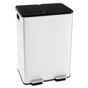 Trash Can with 2 Deodorizer Compartments and Soft Close Lids-White