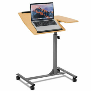 Height Adjustable Tilting Laptop Table on Wheels-Brown