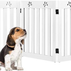 3 Panels Folding Pet Gate-White
