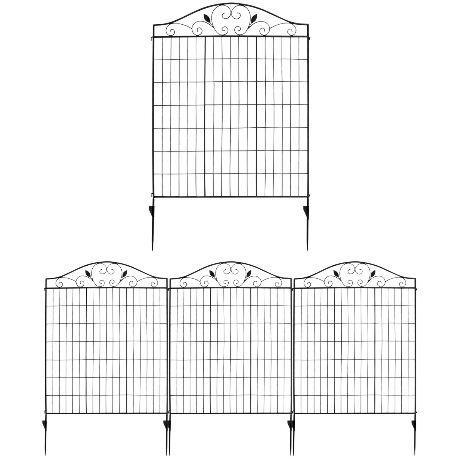 4 Panels Folding Iron Decorative Garden Fence Interlockable