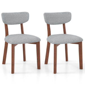 Upholstered Mid-Back Chairs with Solid Rubber Wood Frame-Grey