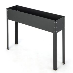 Elevated Metal Planter Box with Legs and Drainage Hole for Flower Herb Vegetable Fruit-Black