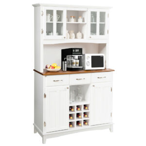 Kitchen Cupboard with Adjustable Shelves and Drawers-White