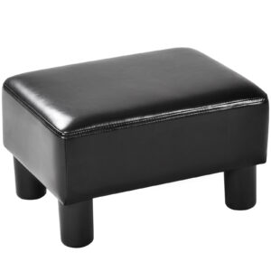 40 cm Rectangle PU Leather Small Footstool Ottoman-Black