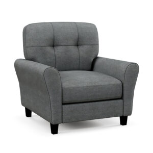 Tufted Upholstered Accent Chair with Removable Back and Seat Cushions-Grey