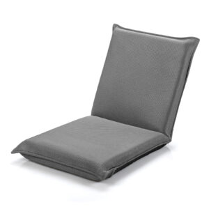 Folding Floor Chair with Reclining Function and 6 Adjustable Positions-Grey