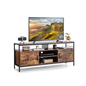 147 cm Industrial TV Stand with Adjustable Shelf for TVs up to 65"-Rustic Brown