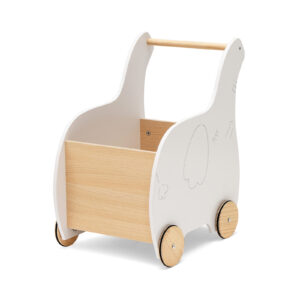 2-in-1 Wooden Baby Walker with Storage Chest and 4 Wheels-White