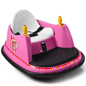 Kids Ride-On Bumper Car with Colorful Flashing Lights and Music-Pink