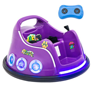 Electric Bumper Car with 360° Spin and Remote Control for Toddlers and Babies-Purple