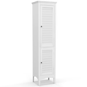 Tall Narrow Bathroom Cabinet-White
