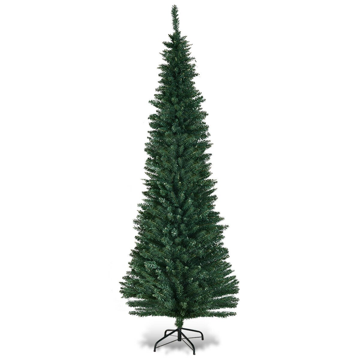 7ft Artificial Pencil Slim Christmas Tree with Metal Stand