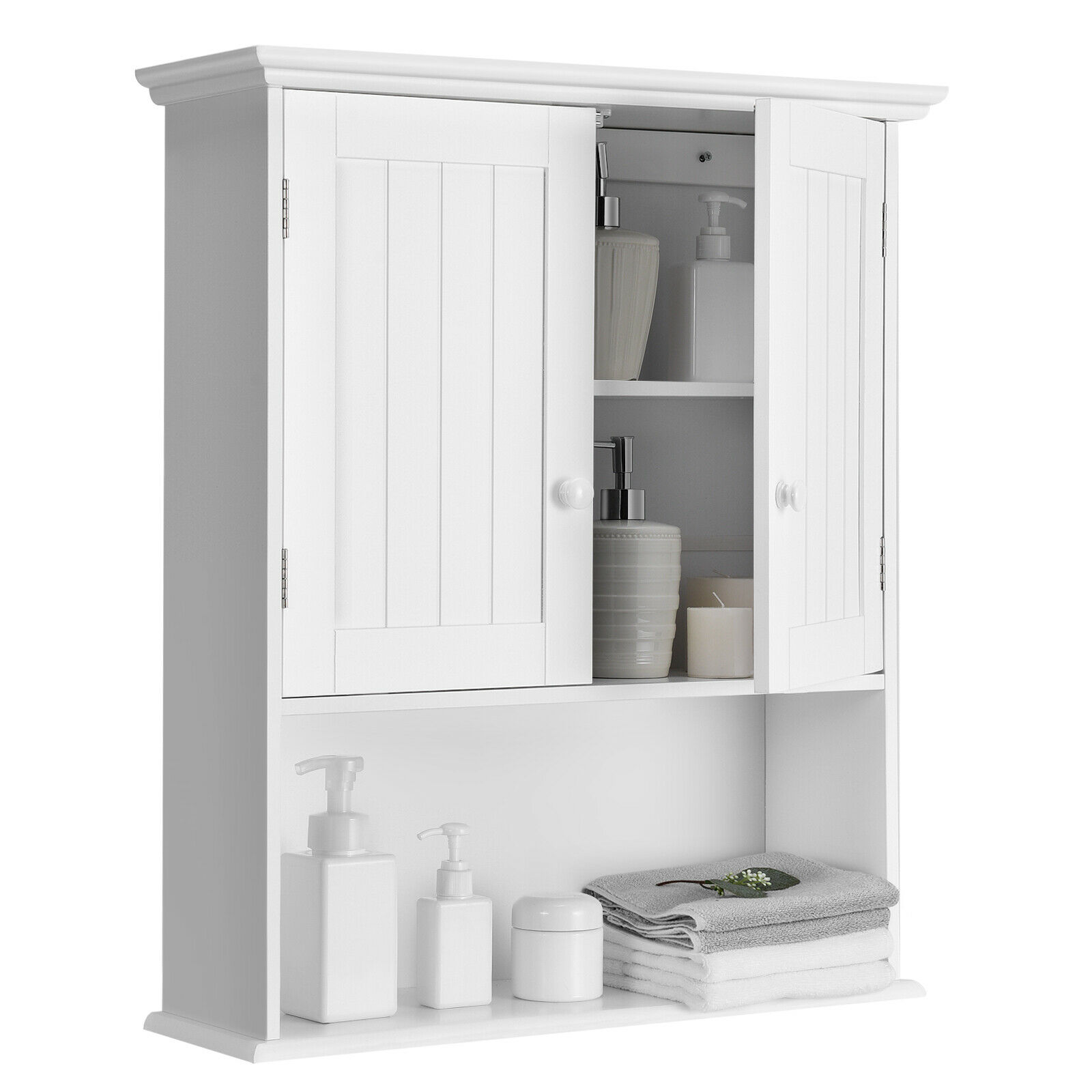 Wall Mounted Bathroom Storage Cabinet with Adjustable Shelf-White