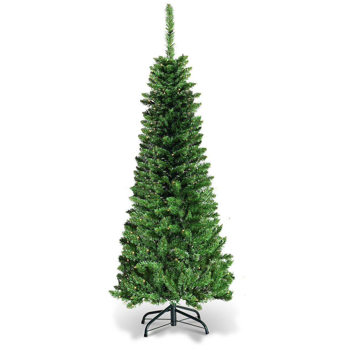 Artificial Pencil Christmas Tree with LED Lights in 3 Sizes-6.5FT