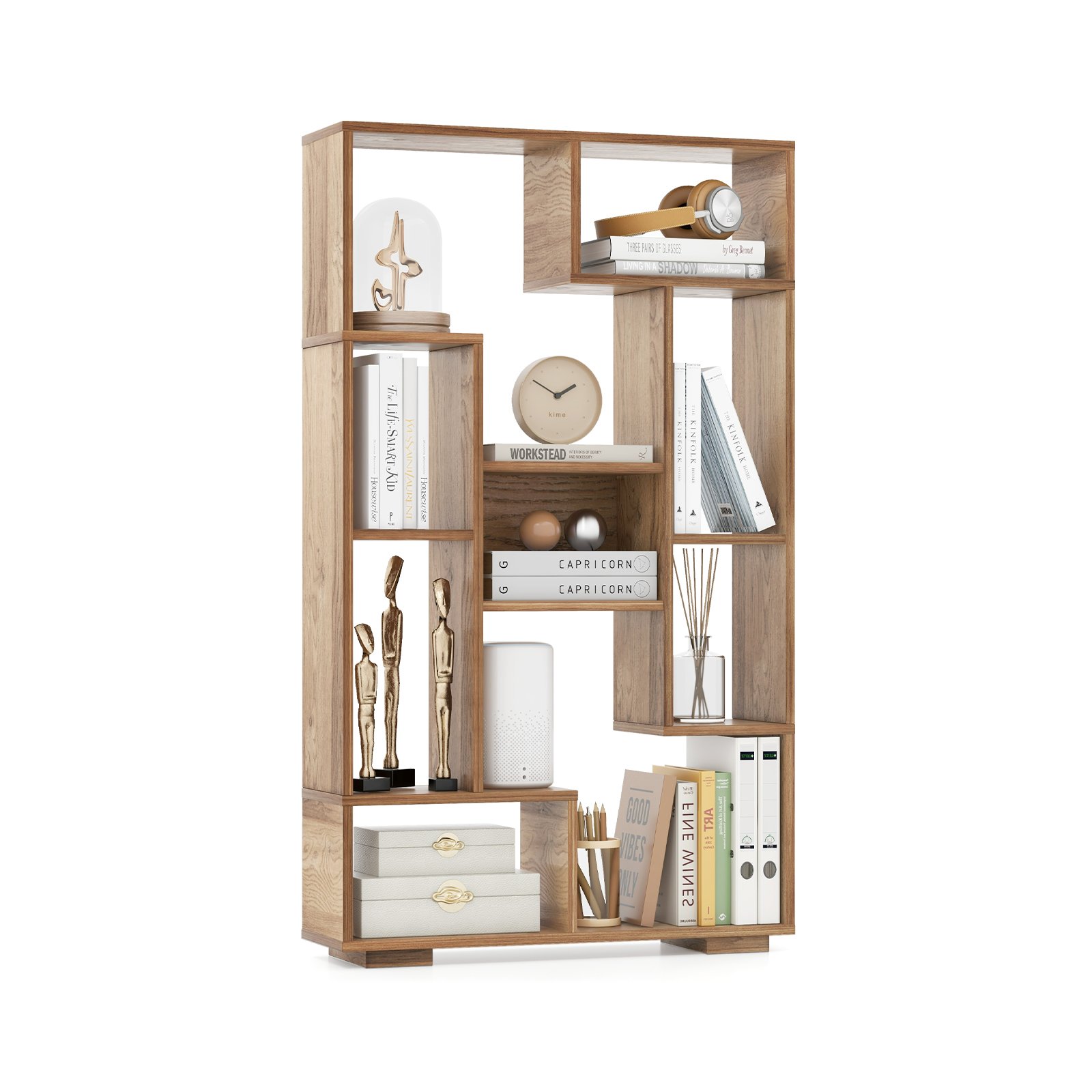 120cm Tall Bookshelf with Anti-tipping Kits for Home Office-Natural