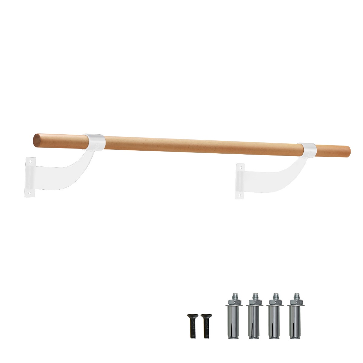 120CM Wall-Mounted Beech Wood Ballet Barre-White