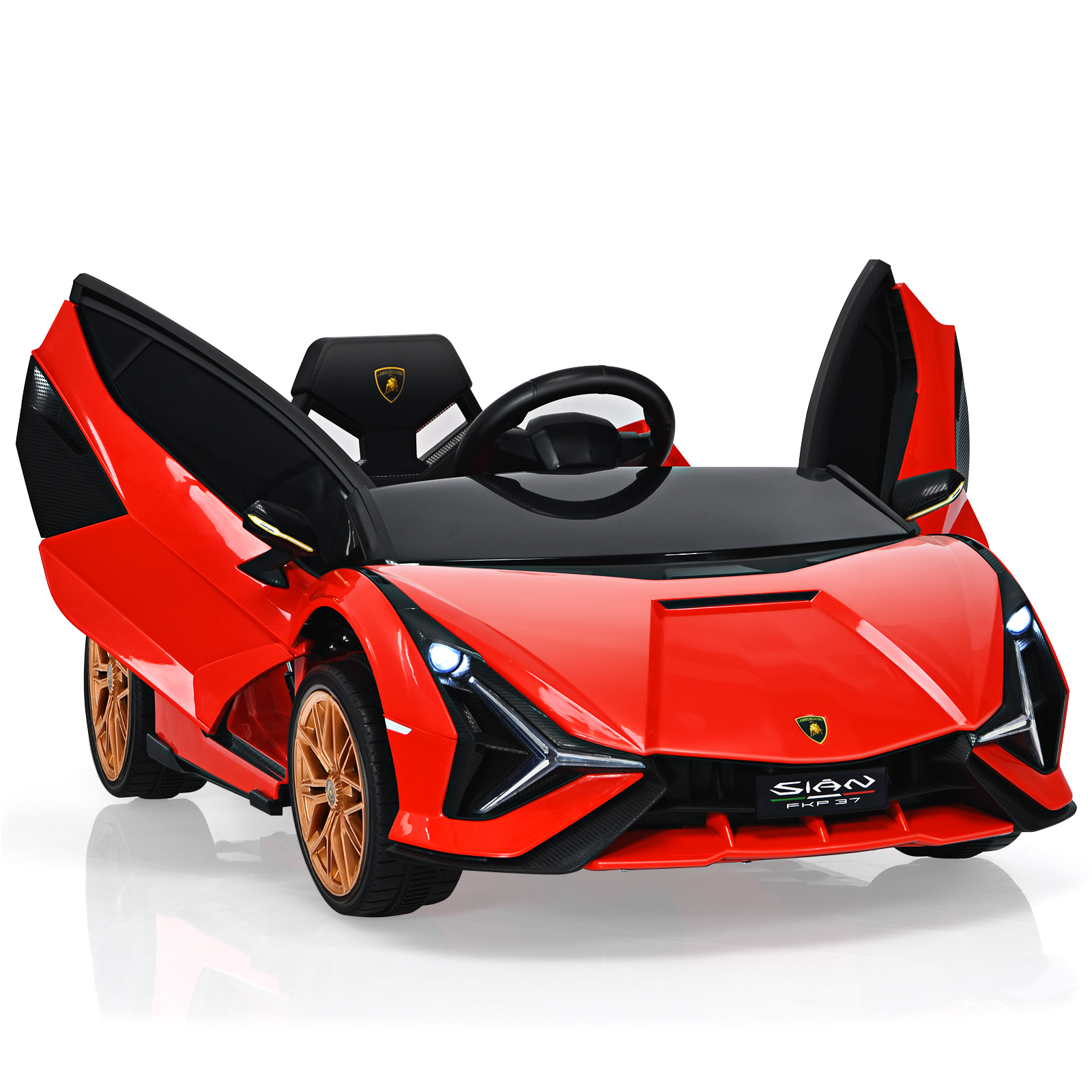 12V Battery Powered Electric Vehicle with Remote Control and LED Lights-Red