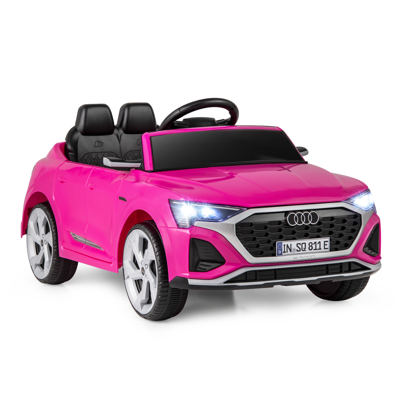 12V Kids Ride On Car with Remote Control and 4 Wheels Suspension-Pink