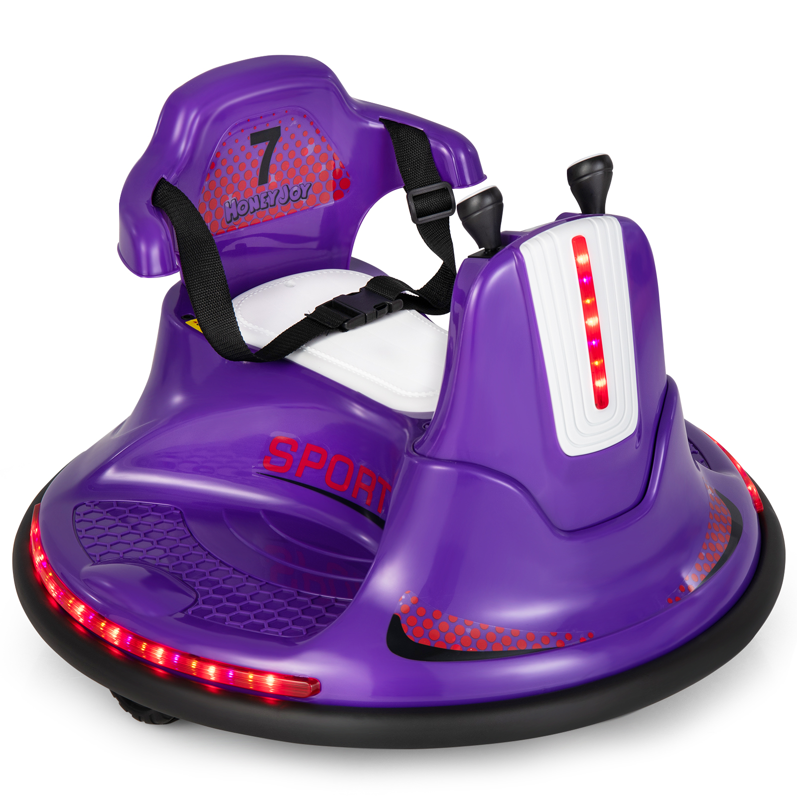 12V Kids Ride On Electric Bumper Car with Dual Joysticks and Remote Control-Purple