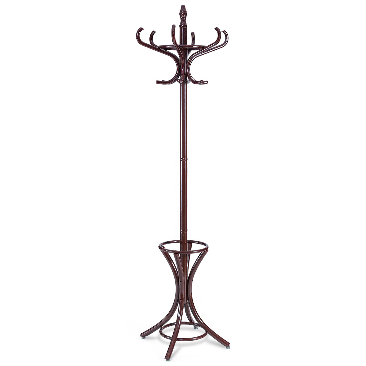 Floor Standing Hat Coat Wood Hanger w/ Umbrella Rack Prestige-Mahogany