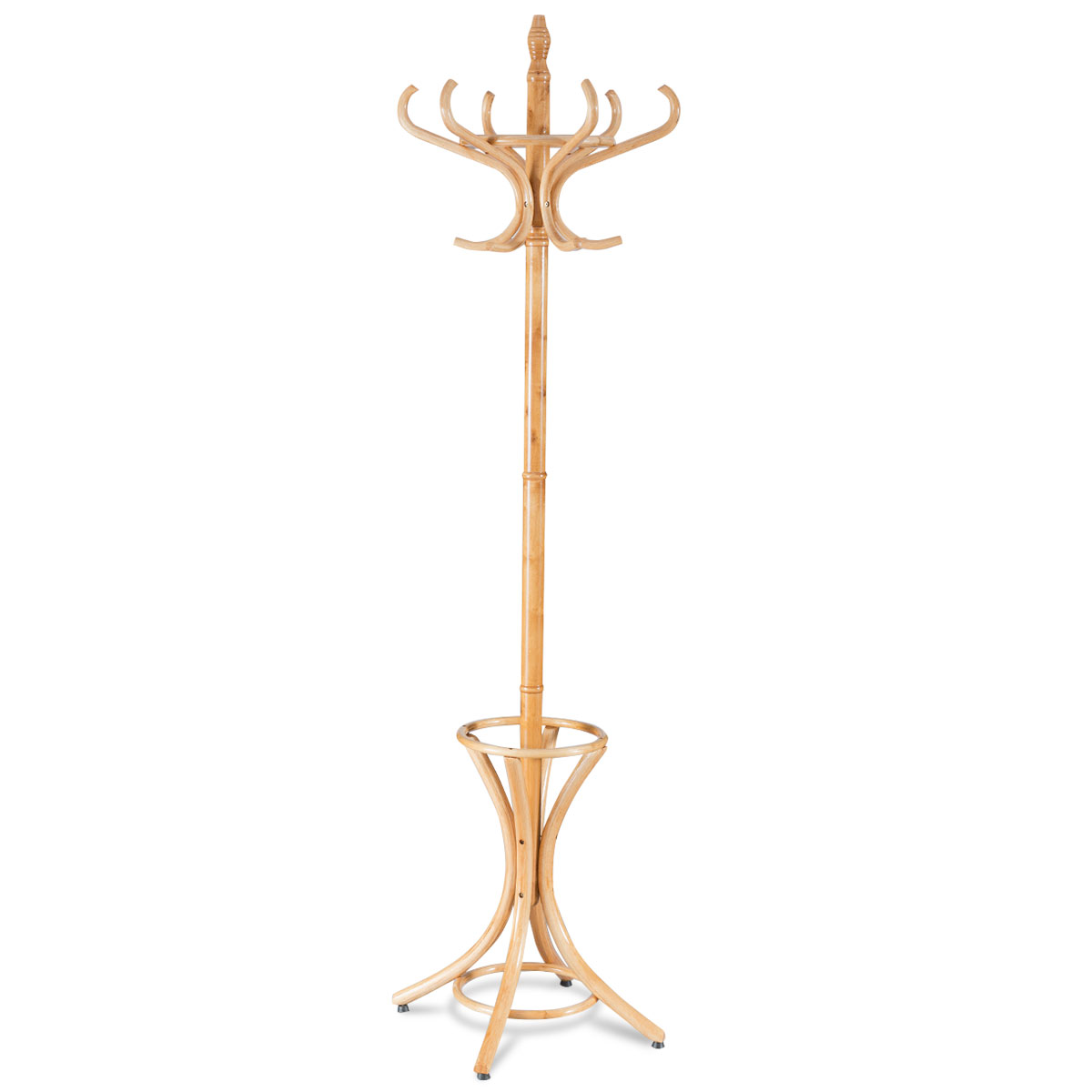 Floor Standing Hat Coat Wood Hanger w/ Umbrella Rack Prestige-Oak