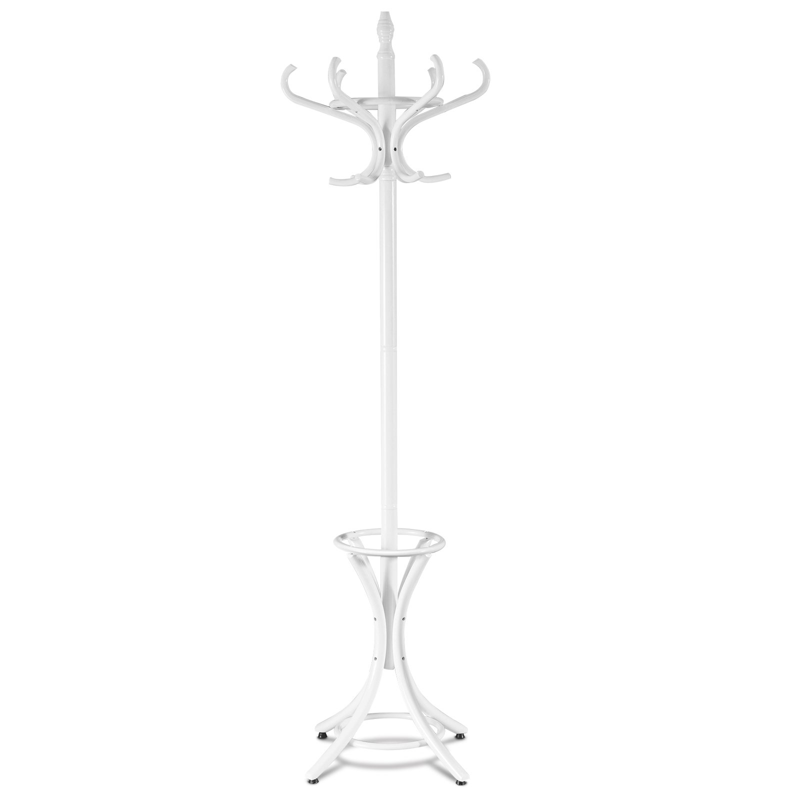 Floor Standing Hat Coat Wood Hanger w/ Umbrella Rack Prestige-White