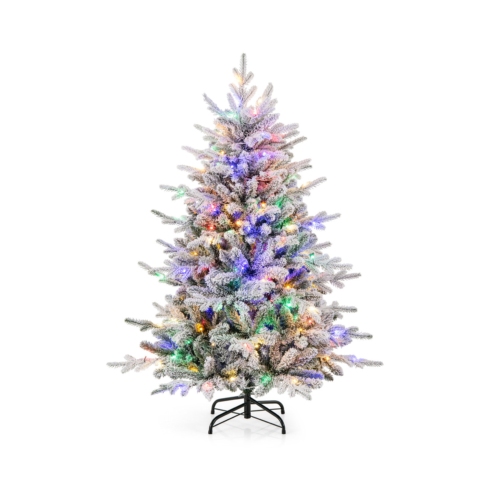 147/186 Flocked Christmas Tree with 8 Lighting Modes-S