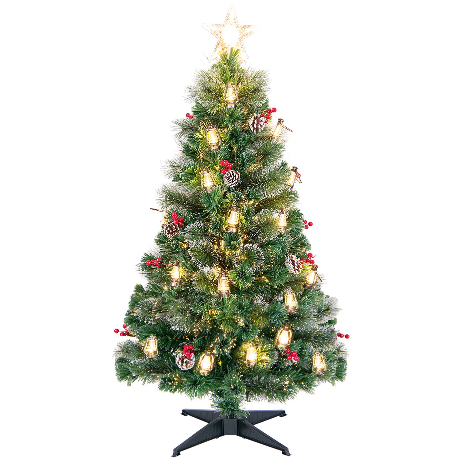 150/180CM  Artificial Christmas Tree with 8 Lighting Modes and Optical Fibers-150 cm