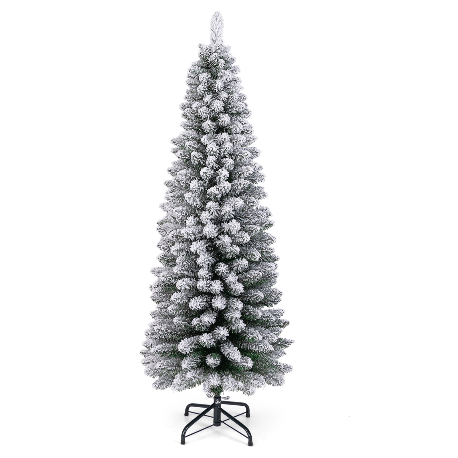 120/150/180 CM Snow Flocked Artificial Christmas Tree with 240/328/460 Branch Tips-1.5 M