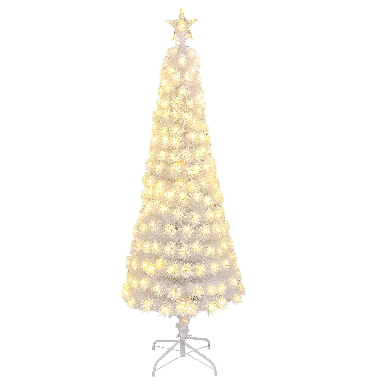 180CM Artificial Xmas Tree Pencil Tree with Treetop Star and 7 Lighting Modes-180 cm