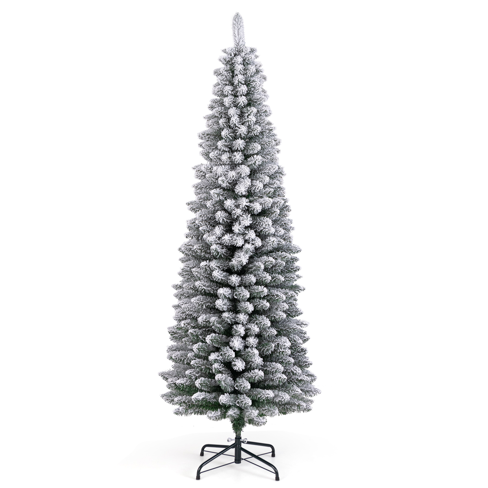 120/150/180 CM Snow Flocked Artificial Christmas Tree with 240/328/460 Branch Tips-1.8M