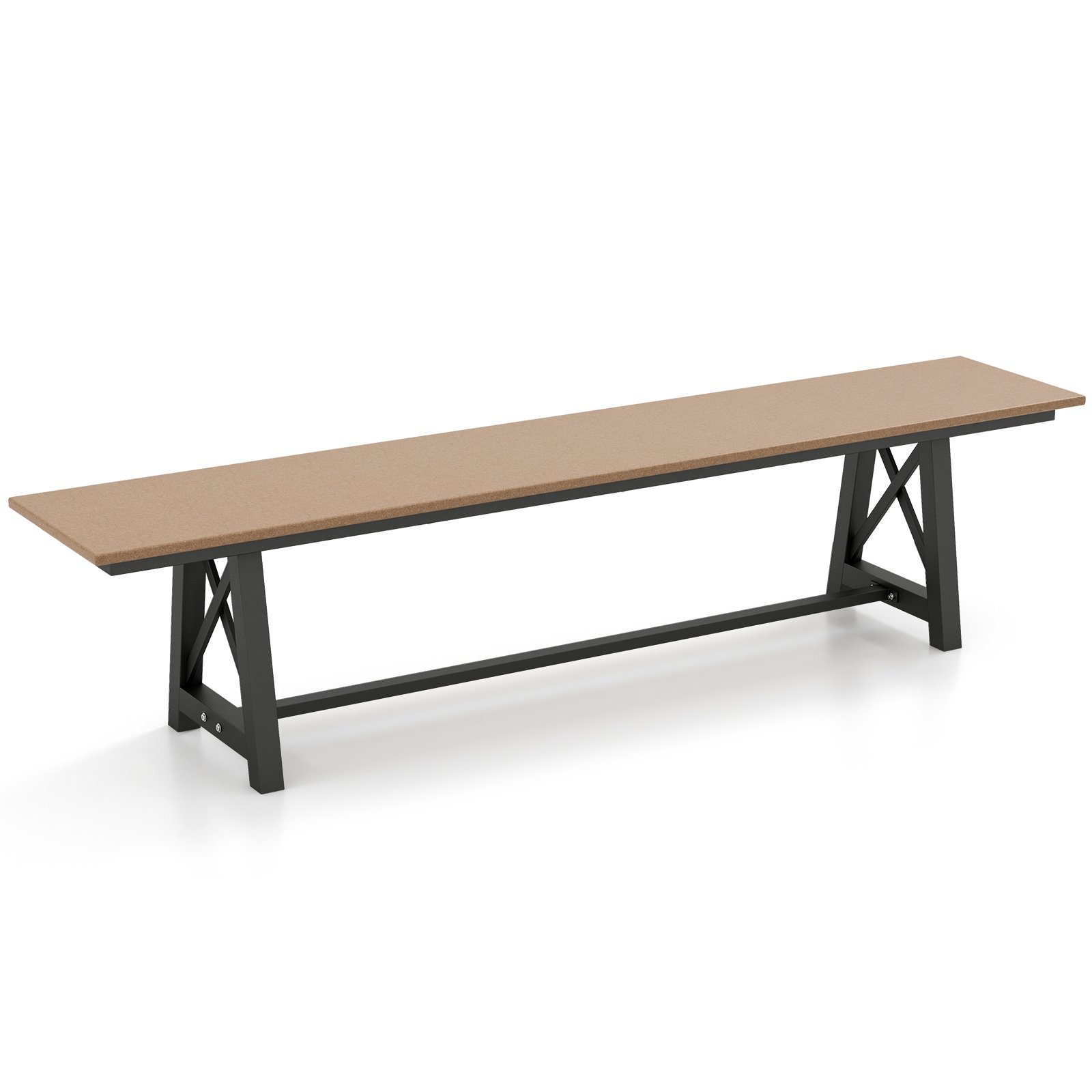 183cm Patio Long Bench with Weatherproof HDPE Seat for 4 People-Brown