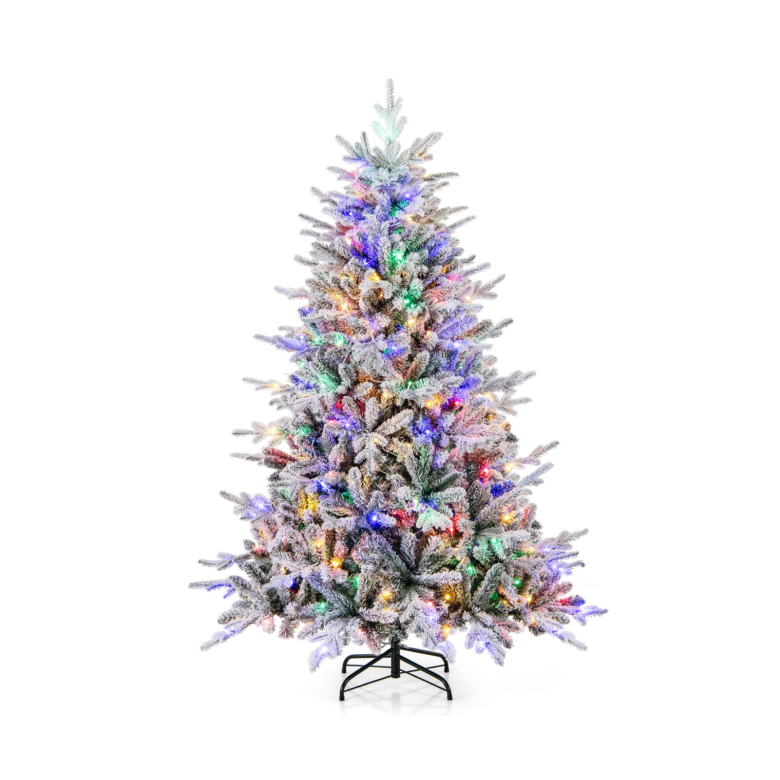 147/186 Flocked Christmas Tree with 8 Lighting Modes-M