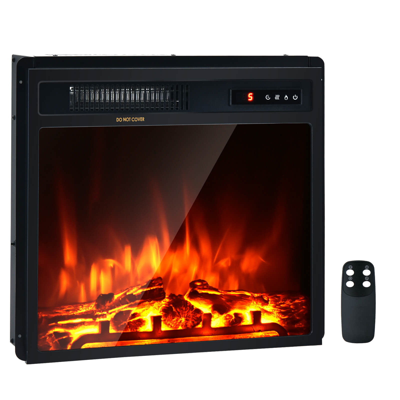 45cm Electric Fireplace 1500W with Remote Control and Adjustable Flame