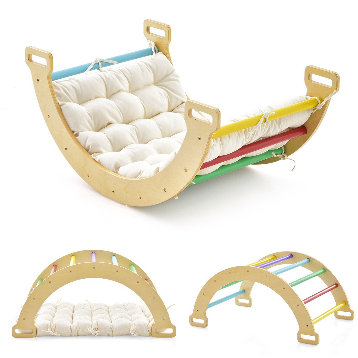 2-in-1 Arch Rocker with Soft Cushion-Colourful