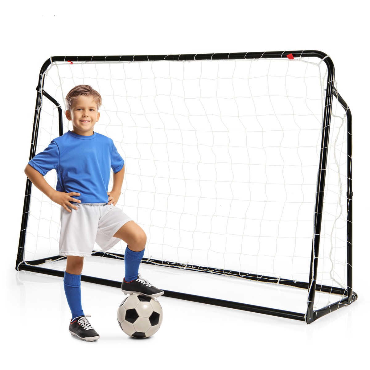 2-in-1 Kids Soccer Rebounder and Soccer Goal for Kids Aged 6+ Years Old-Black