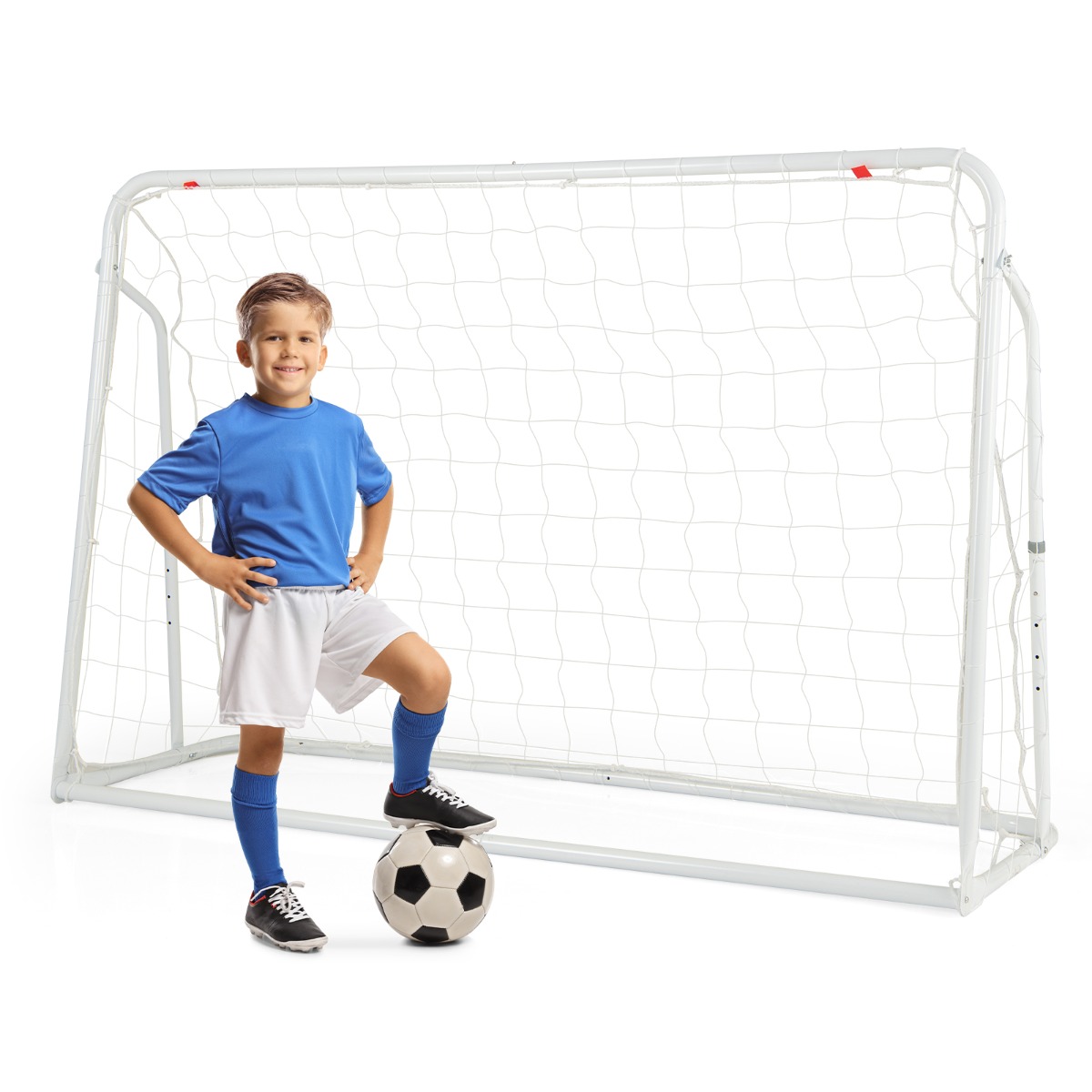 2-in-1 Kids Soccer Rebounder and Soccer Goal for Kids Aged 6+ Years Old-White