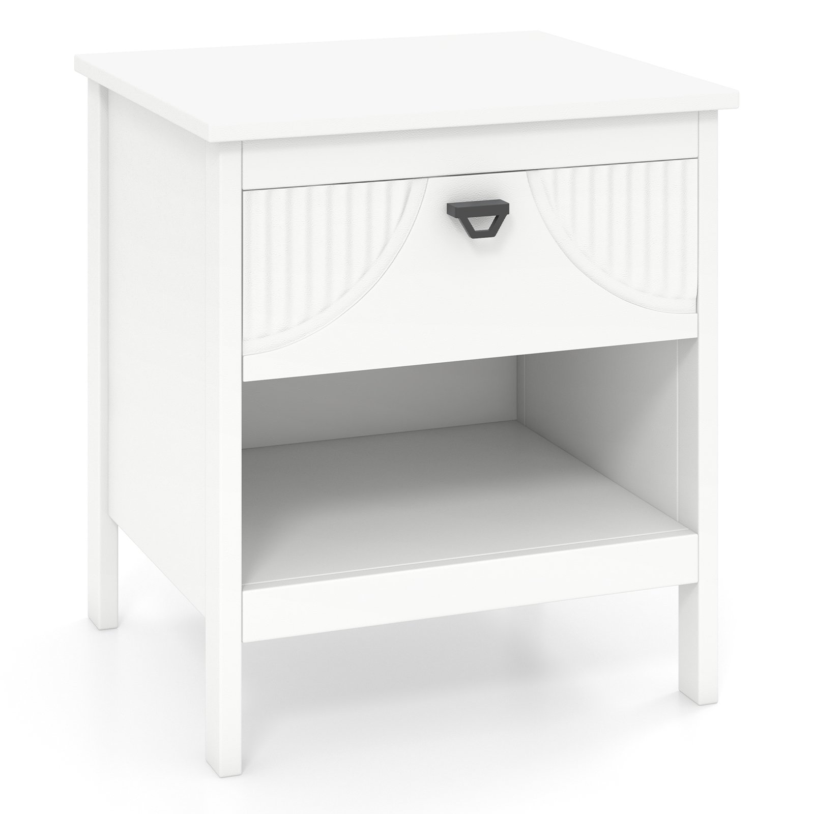 2-tier End Table with Drawer and Open Storage Shelf-White