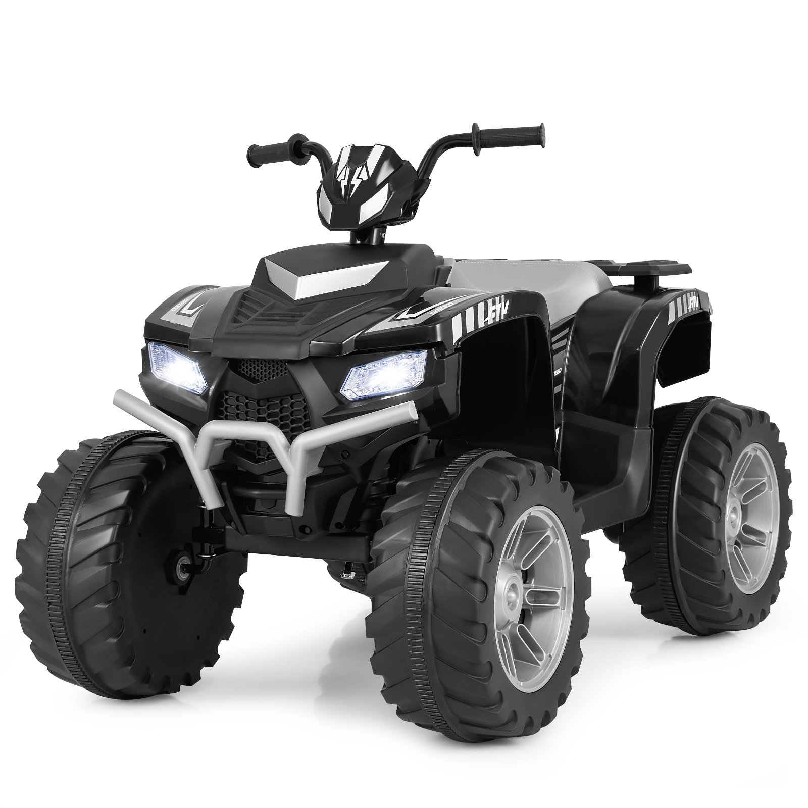 4-Wheeler Ride-On Toys with LED Lights and Wireless Connection-Black