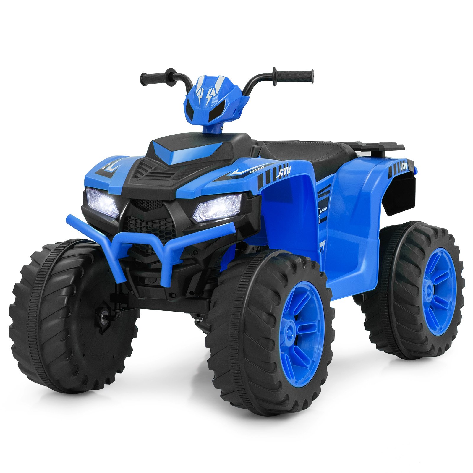 4-Wheeler Ride-On Toys with LED Lights and Wireless Connection-Blue