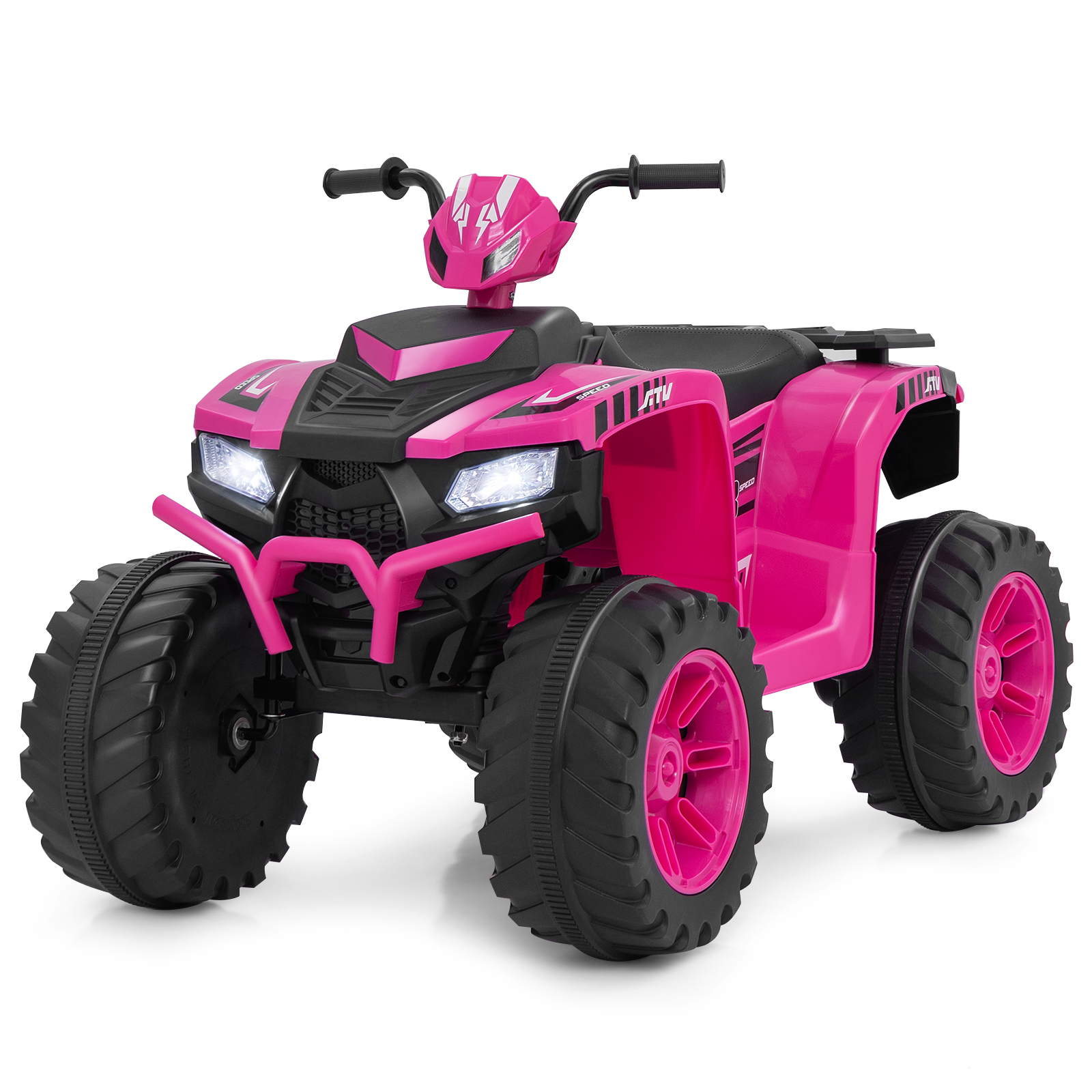 4-Wheeler Ride-On Toys with LED Lights and Wireless Connection-Pink