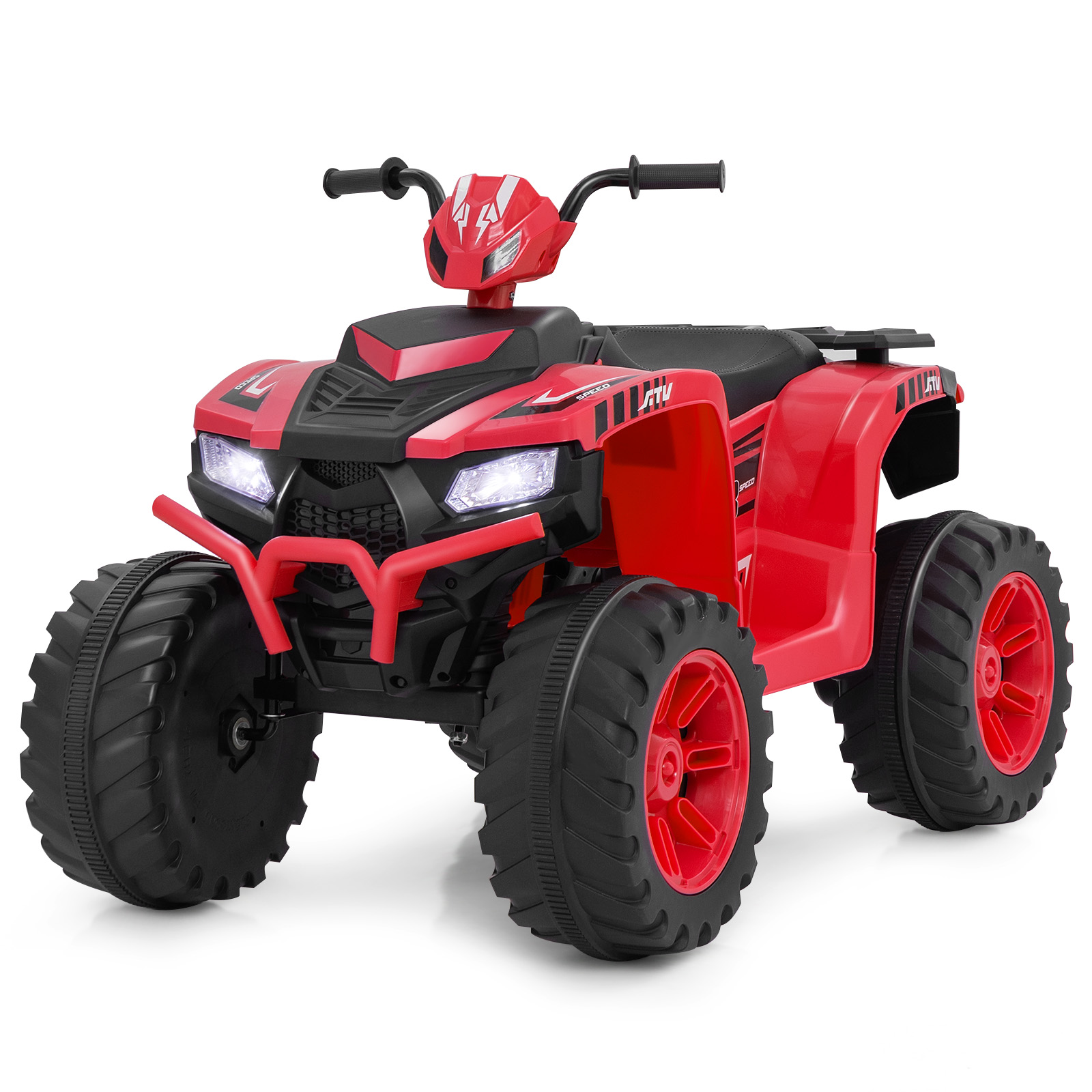 4-Wheeler Ride-On Toys with LED Lights and Wireless Connection-Red