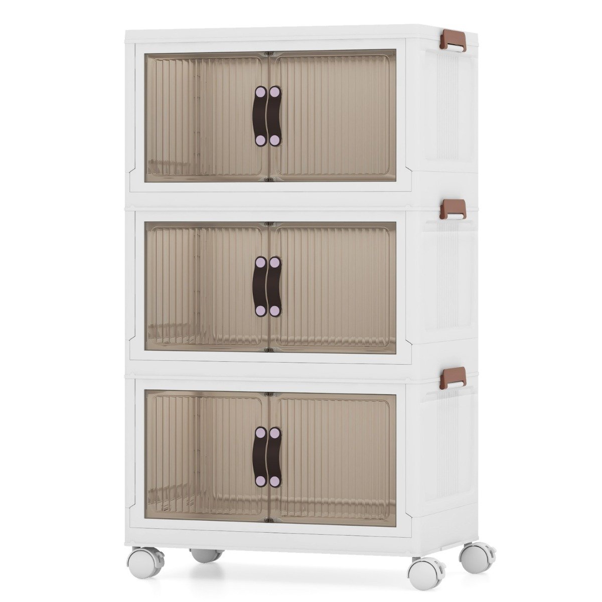 25.5 Gal Storage Bins with Magnetic Doors and Lockable Casters-White