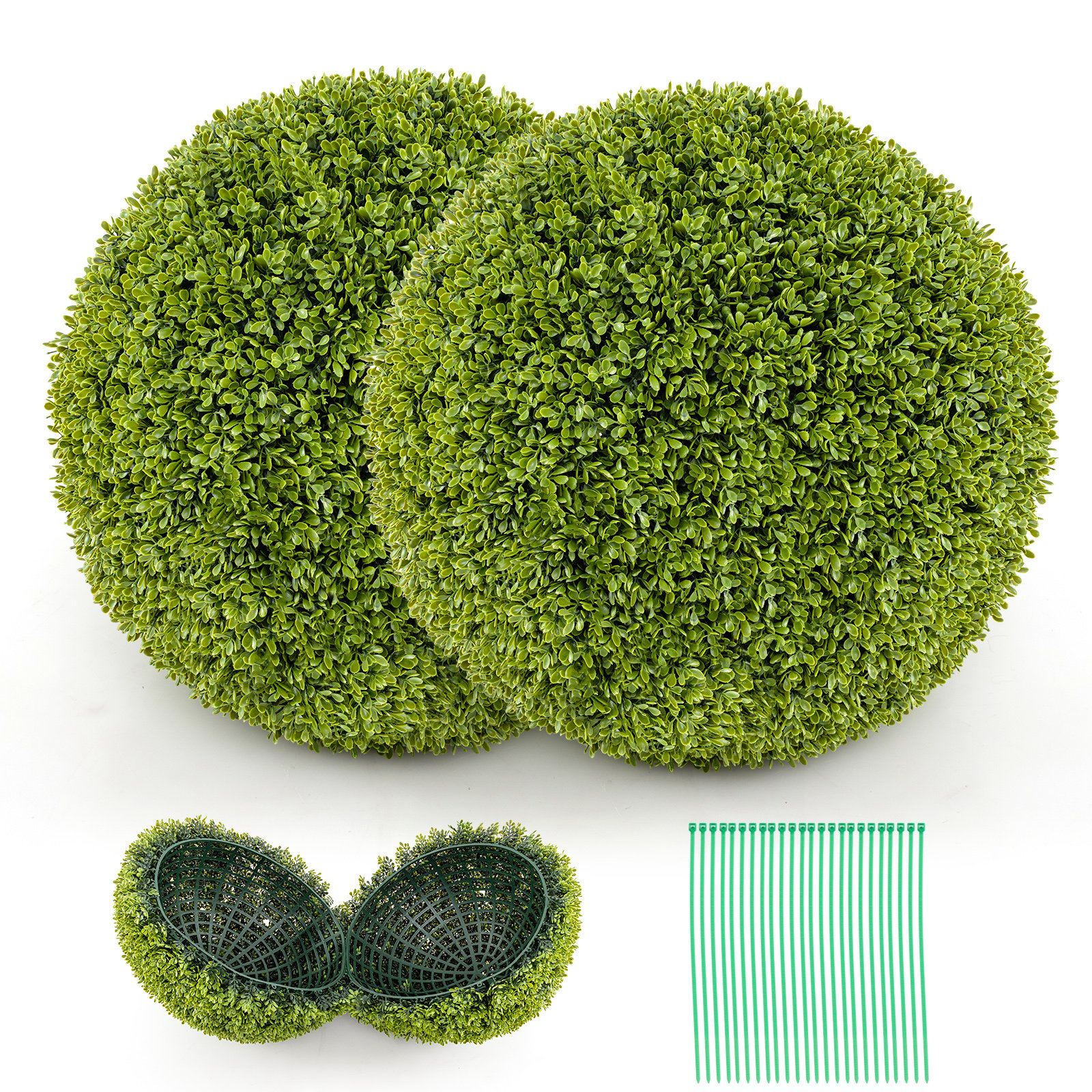 2 Pieces 50cm Artificial Plant Boxwood Topiary Ball for Patio Garden Front Door Balcony Backyard-M