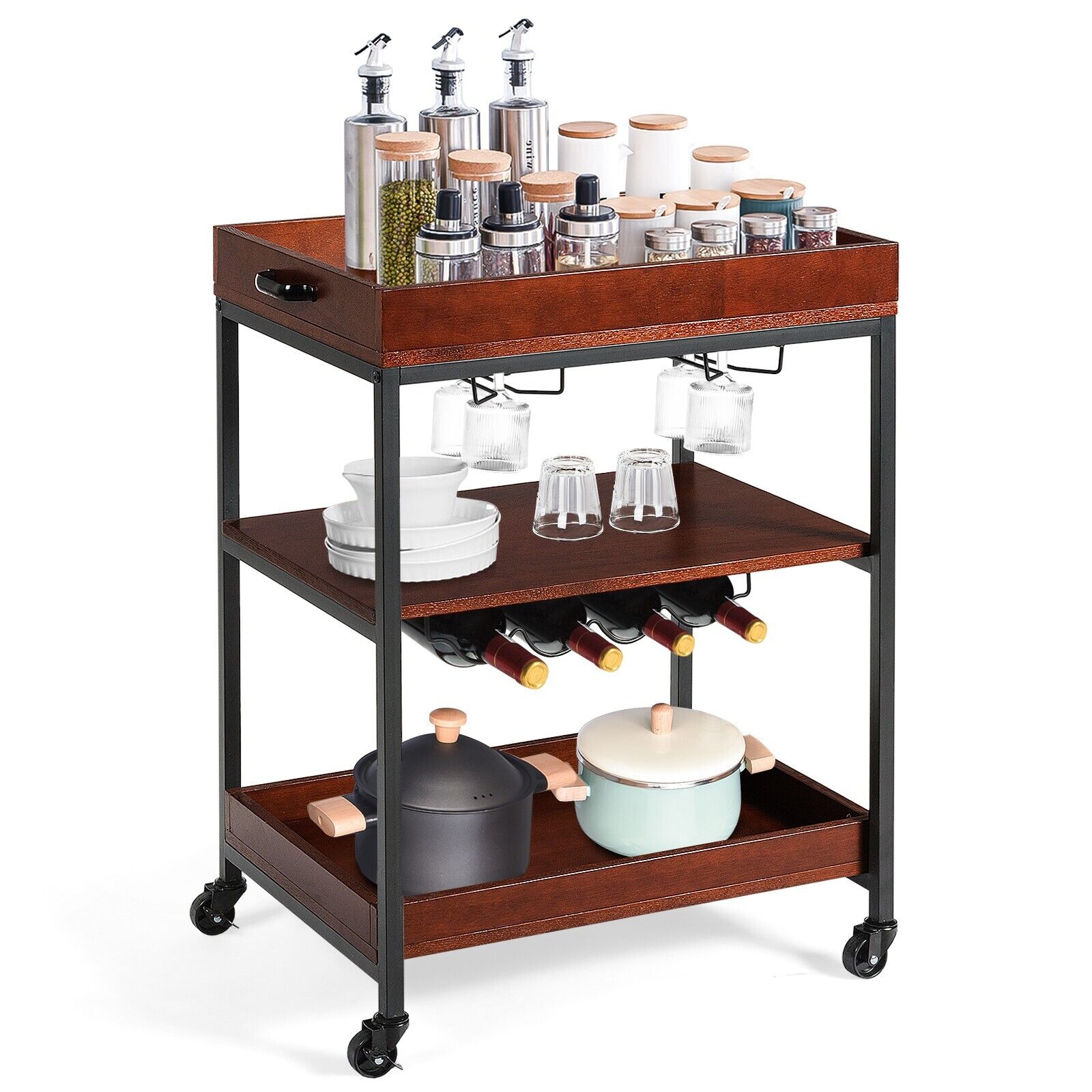 3-Tier Industrial Kitchen Island Cart