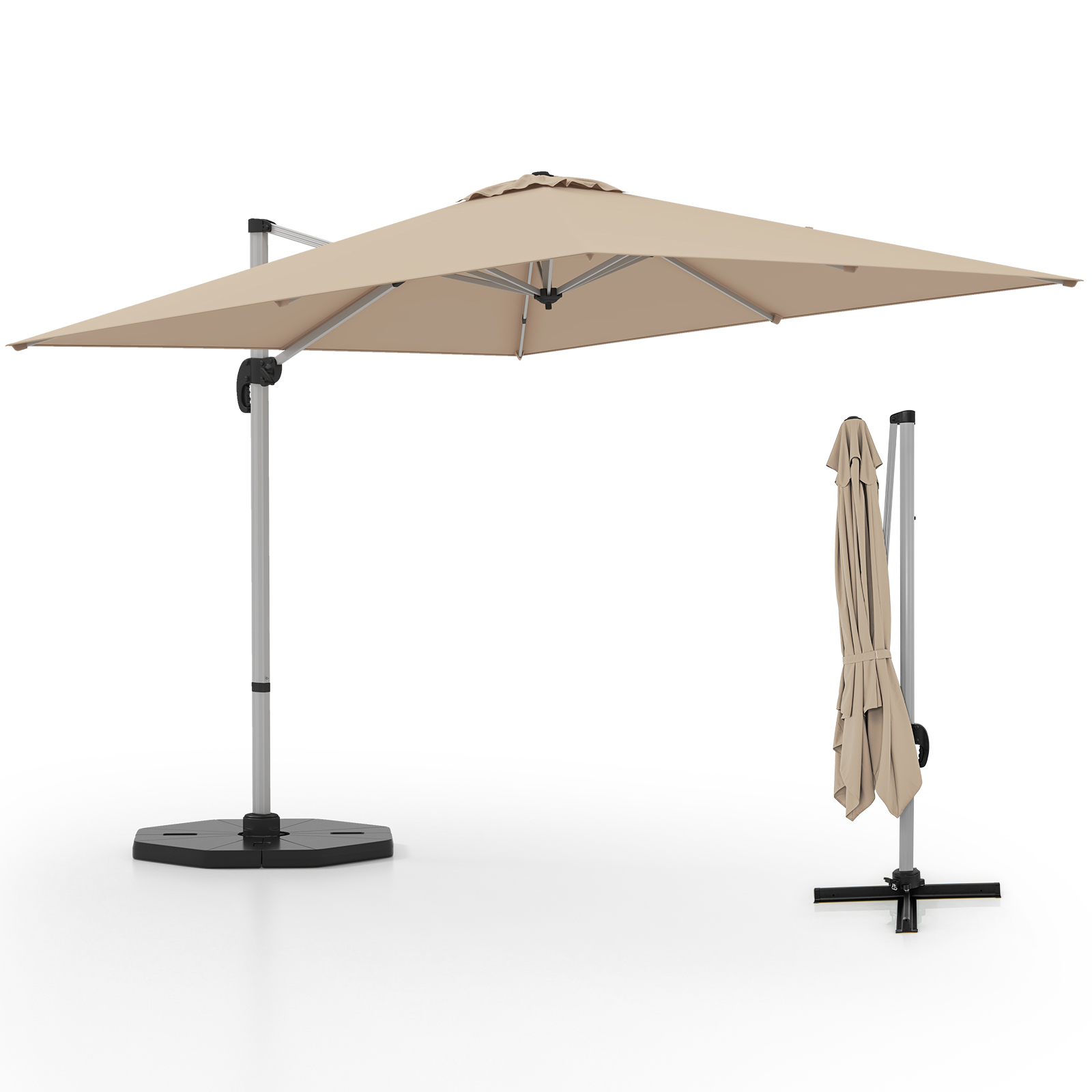 300cm Patio Cantilever Umbrella with 360° Rotation and Adjustable Tilt-Beige