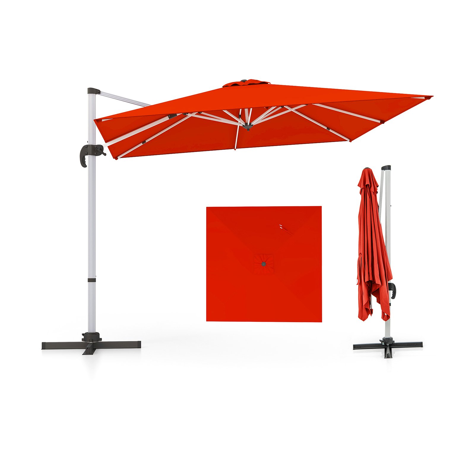 300cm Patio Cantilever Umbrella with 360° Rotation and Adjustable Tilt-Orange