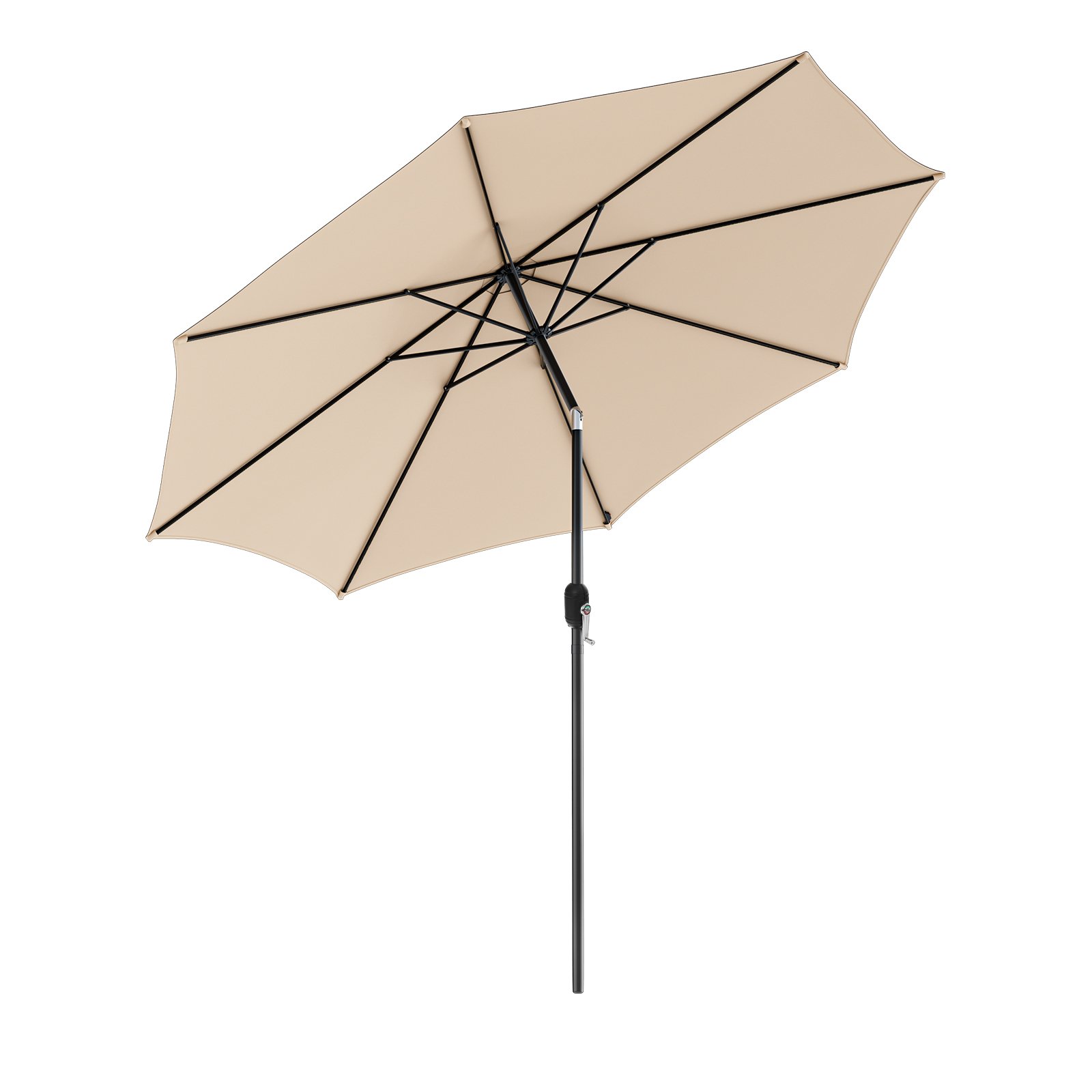 300cm Patio Umbrella with Push Button Tilt Crank Handle and 8 Sturdy Ribs-Beige